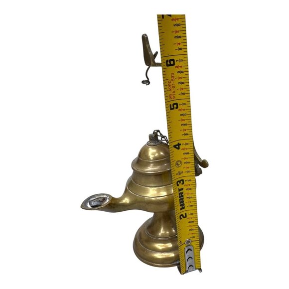 Vintage Brass Betty Oil Lamp Hanging Antique Collectible Miners Nautical Ship 6" - Picture 3 of 10